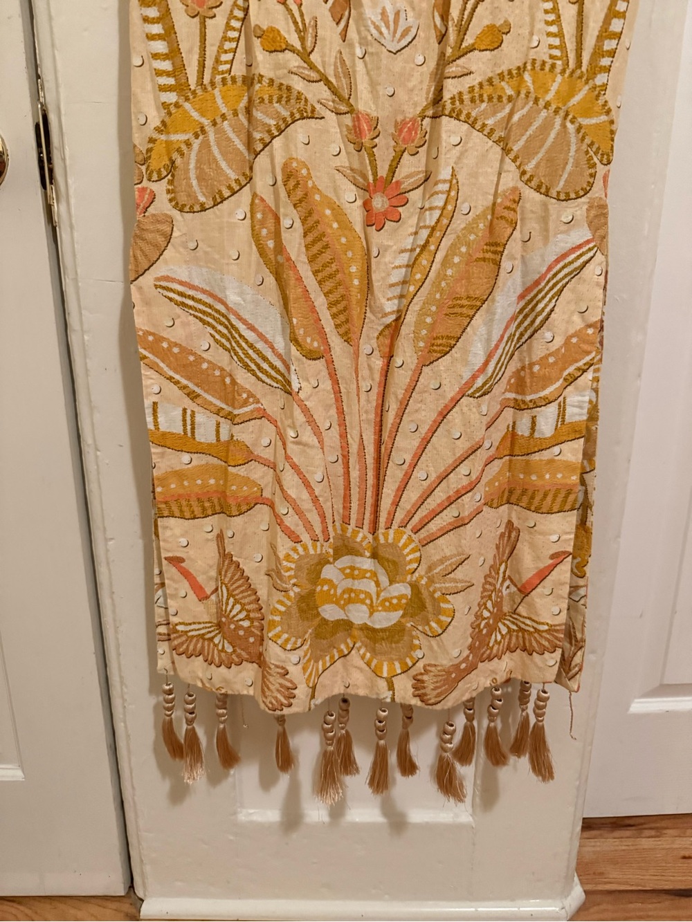 Boho Tassel Halter Cutout Maxi Dress - Yellow Floral - Picture 3 of 8